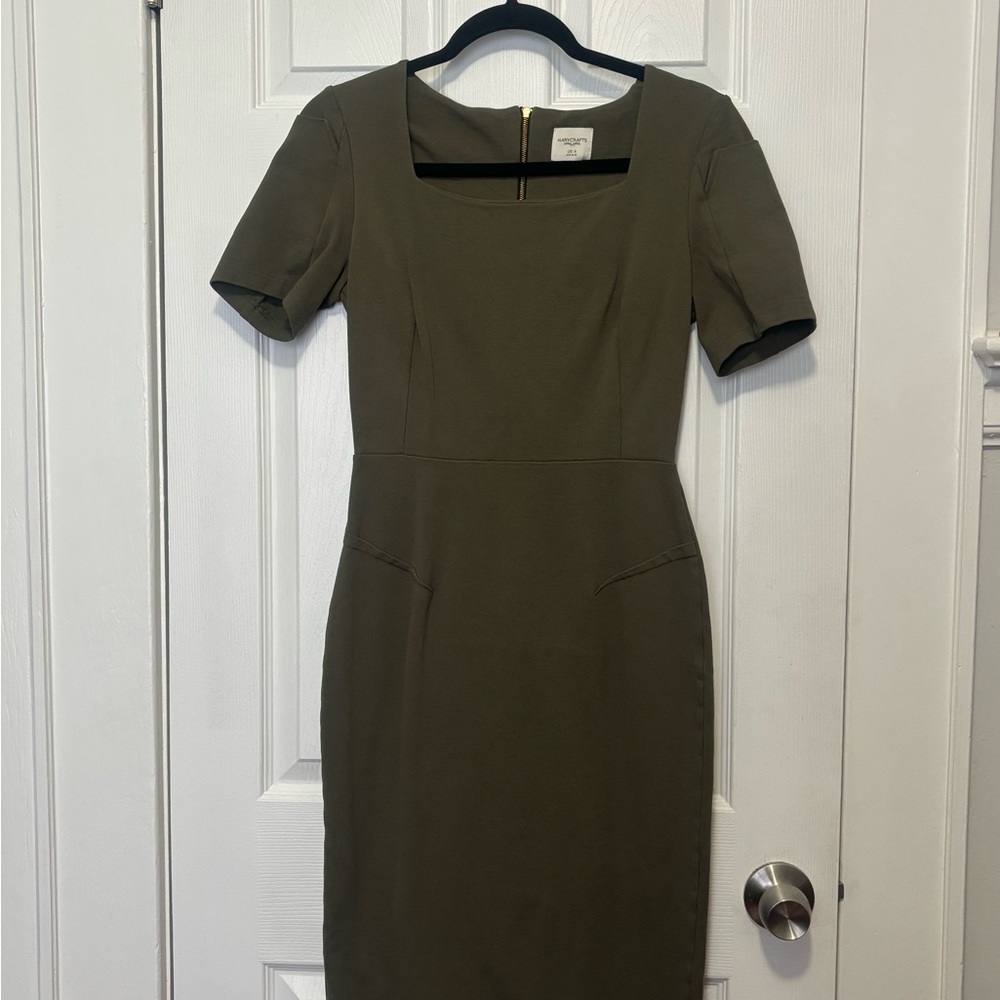 Marycrafts Olive Green Fitted Stretch Dress – Size 4